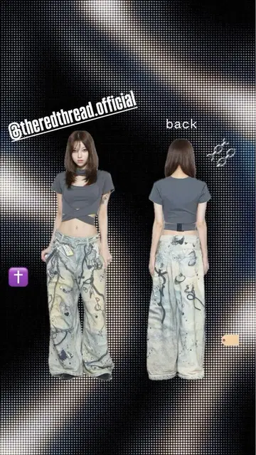 theredthread S print sweat1 toys 데님 팬츠