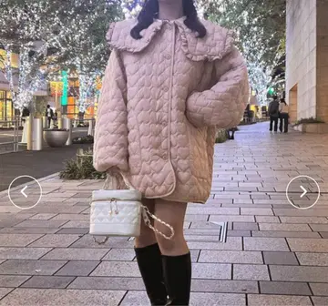 아프레 주르 프렌치 걸리시 하트 퀼팅 아우터