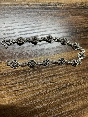 장미 모티브 실버 팔찌
