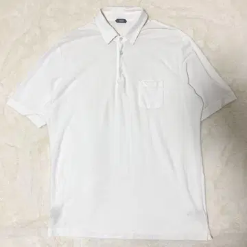 ZANONE 은색 택 아이스 코튼 반팔 가슴 포켓 피케 셔츠 화이트 50