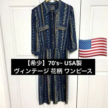 [레어] 70년대~ USA제 빈티지 꽃무늬 원피스