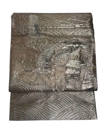 여성용 골드 학 패턴 오비 리버서블