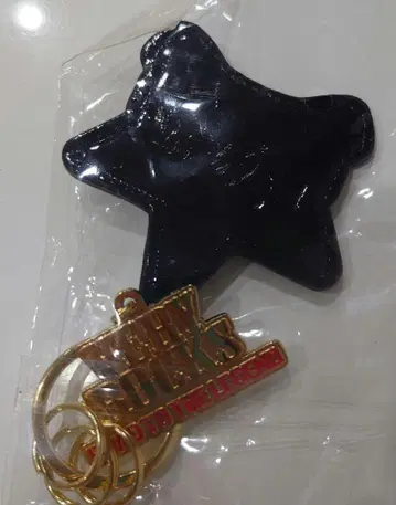 야자와 에이요시 투어 별 모양 블랙 키링 골드 컬러 로고 포함