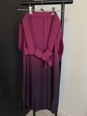 중고품 여성 하카마 와인 그라데이션 끈 아래 95cm 졸업식 하카마