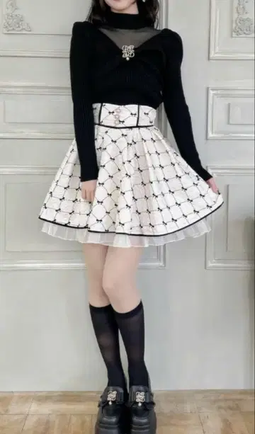 couture by ROJITA/펄 단추 리본 스커트/아이보리/새상품 F