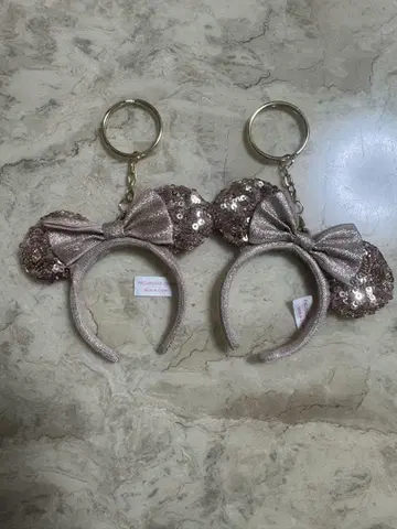 디즈니 머리띠 키링 스팽글 미니 키체인