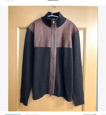 BANANA REPUBLIC 가죽&니트 자켓 캐시미어 혼방 남성용 L