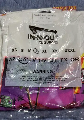 새상품 IN-N-OUT BURGER S/S T-SHIRT