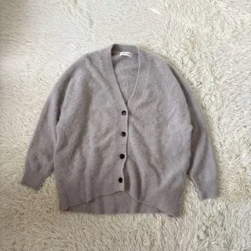 러브 부티크 모자 꽁지 헤어리 울 V넥 가디건 폭스 캐시미어