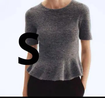 H&M RIB-KNIT PEPLUM TOP 반팔 니트 페플럼 니트