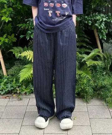 [ shesame ] 투 턱 체크 스트레이트 팬츠 여성용 남성용