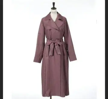 엑시즈팜 사이드 플리츠 롱 코트 연한 핑크