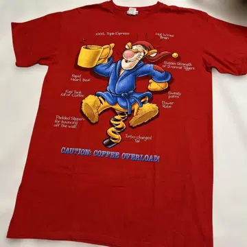 90s USA DISNEY 푸우 티거 커피 타임 T셔츠