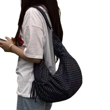 숄더백 체크 네이비 한국 스타일 복조리 숄더 토트 경량