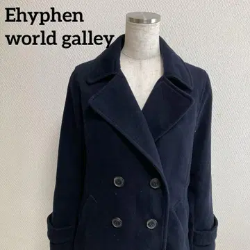 Ehyphen world galley 네이비 더블 브레스트 피 코트