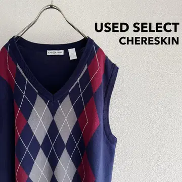 구제 의류 CHERESKIN Argyle Knit Vest (navy)