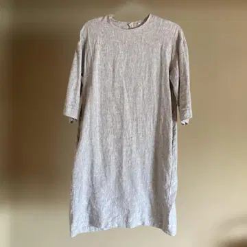 S 사이즈 100% 린넨 무릎 기장 원피스
