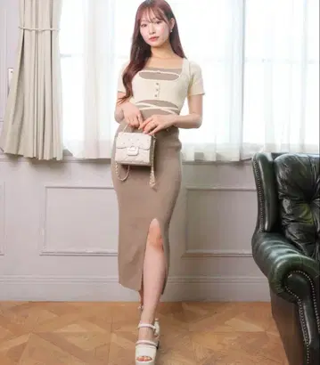 LIP SERVICE 바이컬러 코르셋 니트 원피스