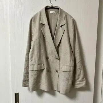 라운지 드레스 린넨 더블 테일러드 자켓 베이지 프리 사이즈