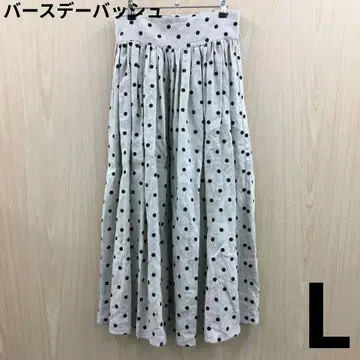 벌스데이 바쉬 도트 무늬 플레어 롱 스커트 F0910B11