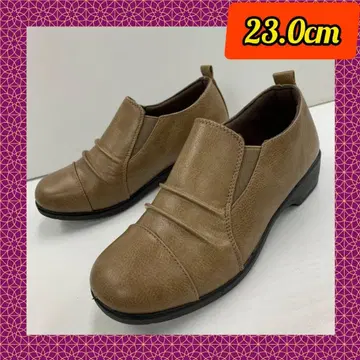 23.0cm 새상품 주름 스니커즈 여성 신발 와이드 슬립온 오크