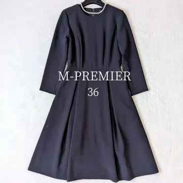새상품급 M-PREMIER 엠프리미어 턱 플레어 원피스 S 네이비