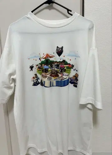키요 고양이 파티 T셔츠 화이트