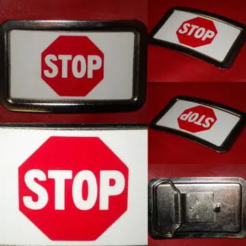 70'S STOP 벨트 버클 빈티지 일시정지 사인