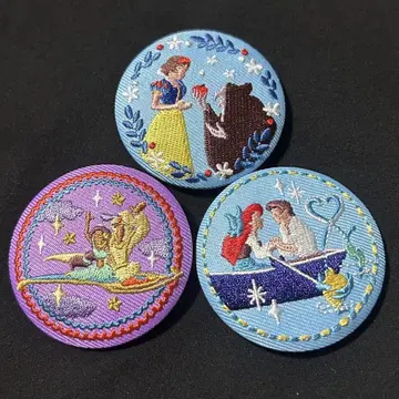 Disney Characters 자수 캔뱃지 비스켓 3개 세트