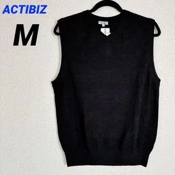 ACTIBIZ 아오야마 니트 베스트 다크 그레이 이지케어 M 사이즈