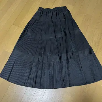 블랙 플리츠 캉캉 스커트