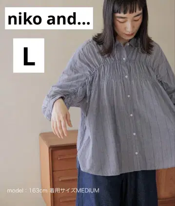 니코앤드 niko and - 프리미엄 론 개더 셔츠 네이비 L