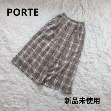 PORTE 미사용 새상품 체크 무늬 롱 스커트 F
