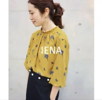 IENA 꽃무늬 긴팔 블라우스 머스타드