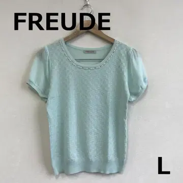 C0910A14 [ FREUDE ] 면 혼방 비쥬 장식 썸머 니트