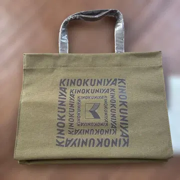기노쿠니야 가죽 핸들 코튼 토트백 [ 카키 ]