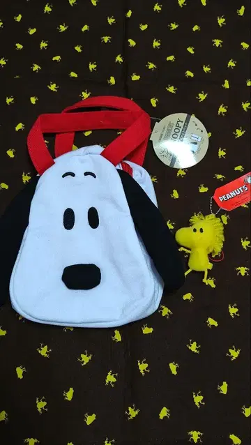 스누피 맨투맨 소재 다이컷 백 & 키체인 마스코트 미사용