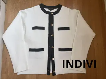 컨디션 최상 INDIVI 가디건 38 화이트 블랙