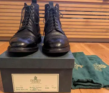 크로켓앤존스의 DUNDEE 블랙 7 1/2E (헝겊 가방, 박스 포함)