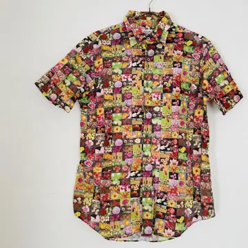 새상품급 PaulSmith 반팔 셔츠 꽃무늬 올 패턴 다채로운 M
