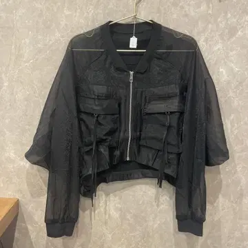 시스루 크롭 자켓 블랙