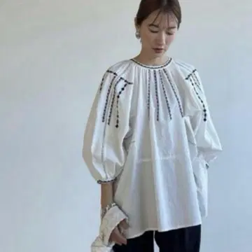 CLANE SMOCK EMBROIDERY PUFF TOPS