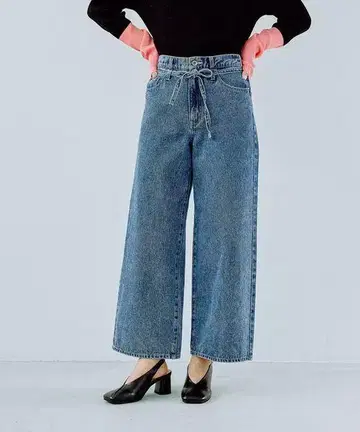 LEPSIM 벨트 포함 스트레이트 데님