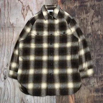 DKNY 다나카란 90s 옴브레 체크 헤비 플란넬 긴팔 셔츠 구제 의류