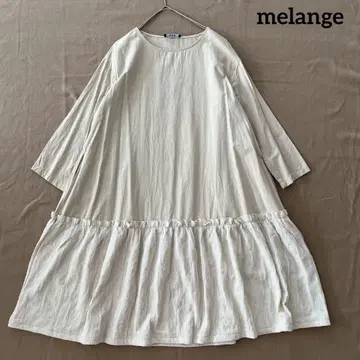 멜랑주 melange 이소재 도킹 레이스 레이어드 롱 원피스