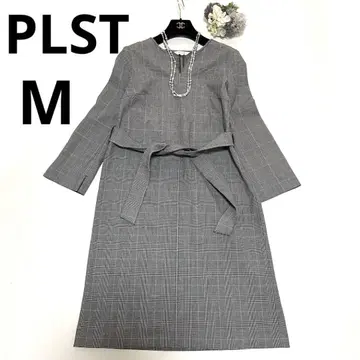 [새상품급] 플라스테 PLST 롱 원피스 체크 무늬 블랙 계열 사이즈 M