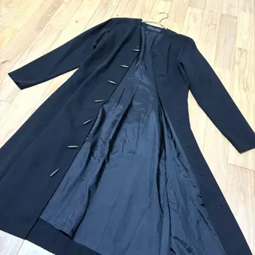 요건 레일 롱 코트 토글 버튼 노카라