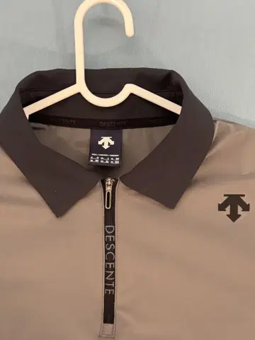 DESCENTE 그레이 집업 피케 셔츠