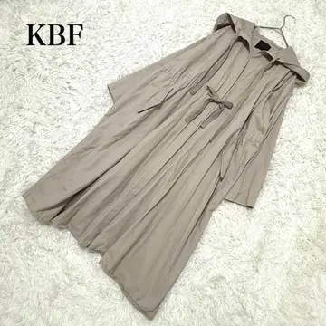 KBF 빅 후디 롱 코트 베이지 허리 리본