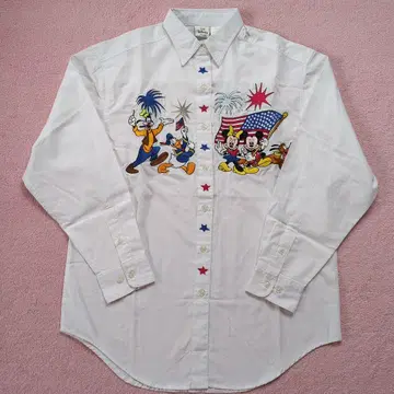 [ 택 포함 ] 미키마우스 프렌즈 자수 캐주얼 셔츠 긴팔 디즈니 화이트